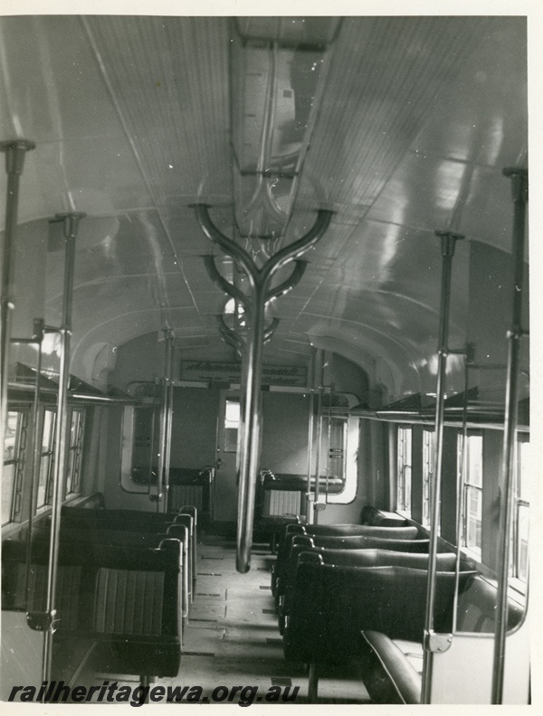 P18681
ADX class railcar, interior view showing seats, windows, handholds
