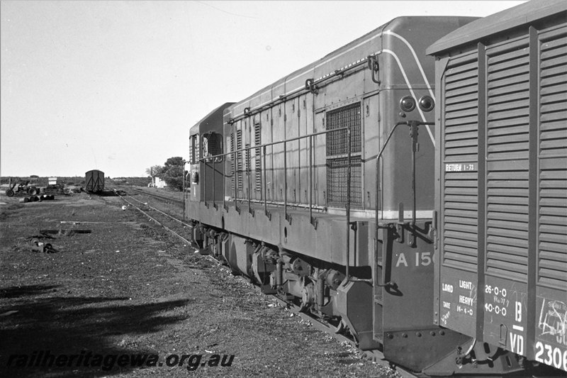 P22801
A class 1502 on No 95 goods including VD class van 230 (part only), hoarding, Boorabbin, EGR line, side and rear view
