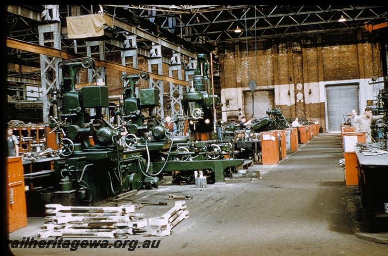 T00270
Machine Shop, Block 3, Midland Workshops, coupling rods and Cincinnati link grinder in foreground
