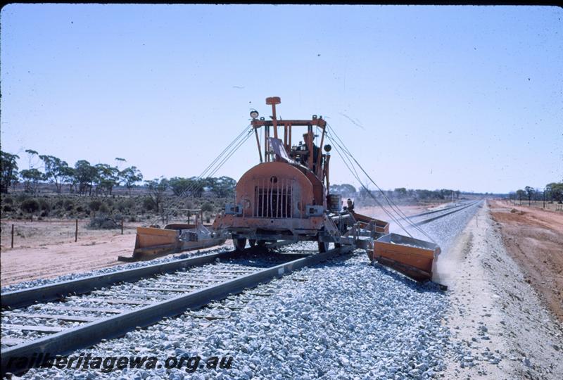 T00611
Track work, ballast regulator, between Southern Cross and Koolyanobbing, Standard Gauge construction
