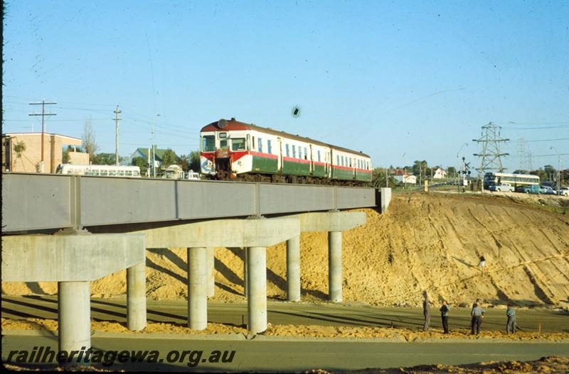 T00812
ADG/ADA class railcars, road underpass on Great Eastern Highway, Rivervale, when new
