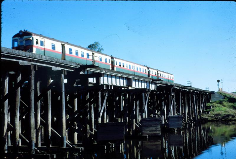 T00849
ADG railcar set, trestle bridge, Guildford. 
