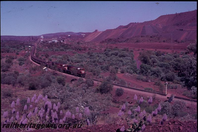 T00877
Mt Newman Mining Alco M636 class loco, on iron ore train
