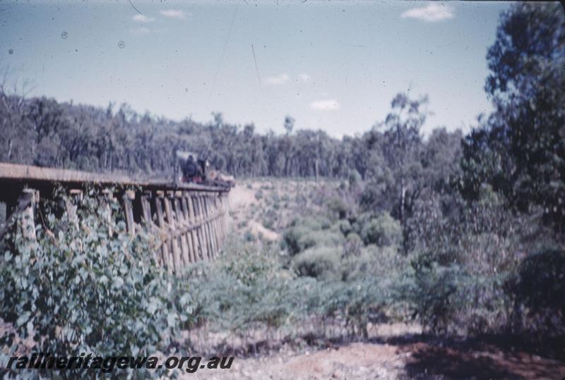 T01722
Timber train, trestle bridge, Banksiadale, (out of focus)
