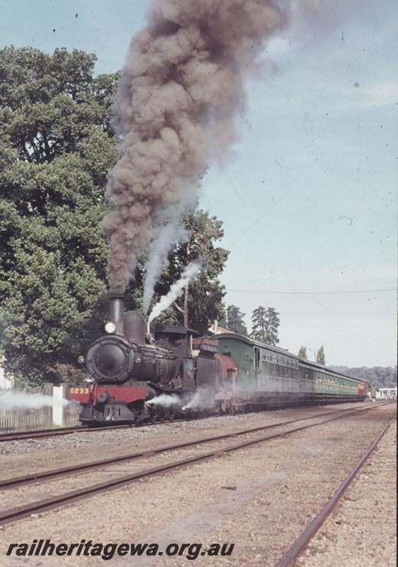 T02352
G class 233 blowing black smoke, Donnybrook, PP line, Vintage Train, view along the train
