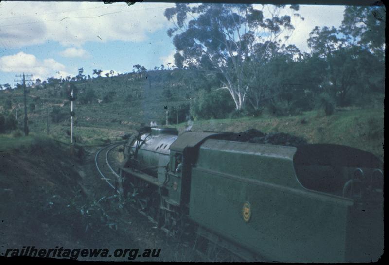 T03245
V class approaching Swan View, ER line, shows position of signal, view forward from tender
