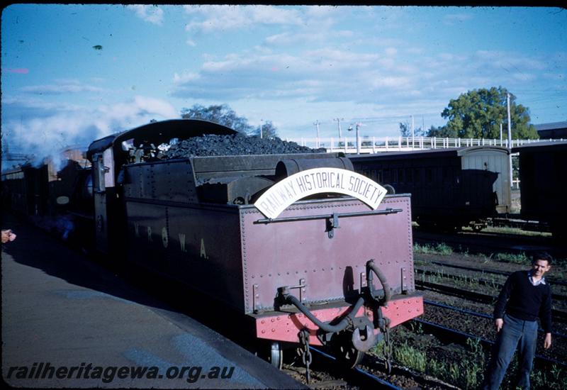 T03286
MRWA C class 18, Midland Junction, having arrived back, view of back of tender, on ARHS tour train to Mooliabeenee
