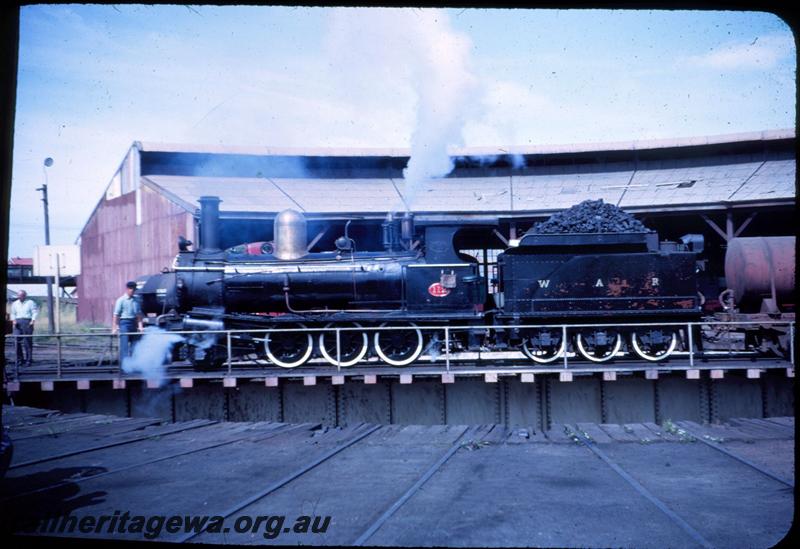 T03364
G class 112, turntable, Bunbury roundhouse, side view, used on ARHS tour train
