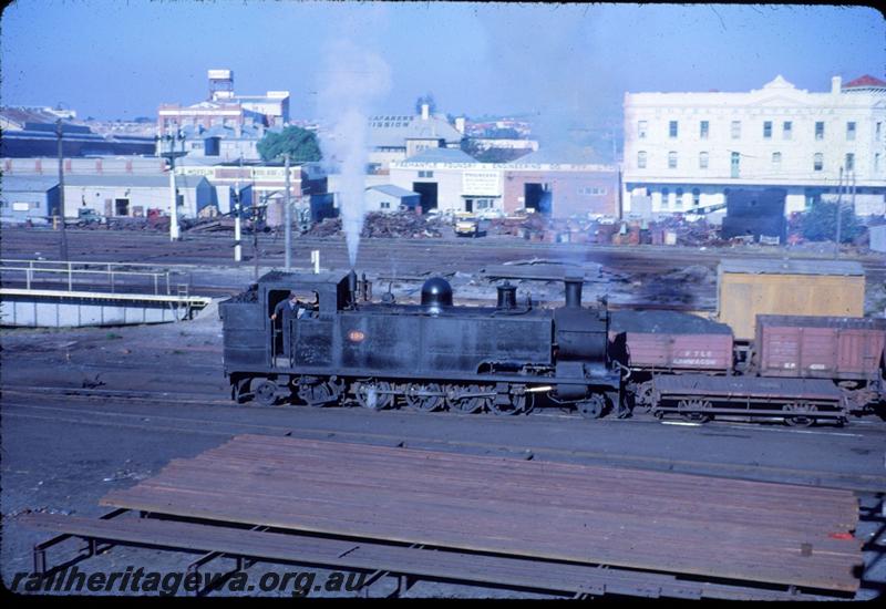 T03484
K class190 with shunters float, yard. Fremantle, elevated view
