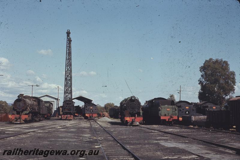 T04276
Steam loco depot, Midland, W class 941, V class 1209, W class 920 and steam crane in view

