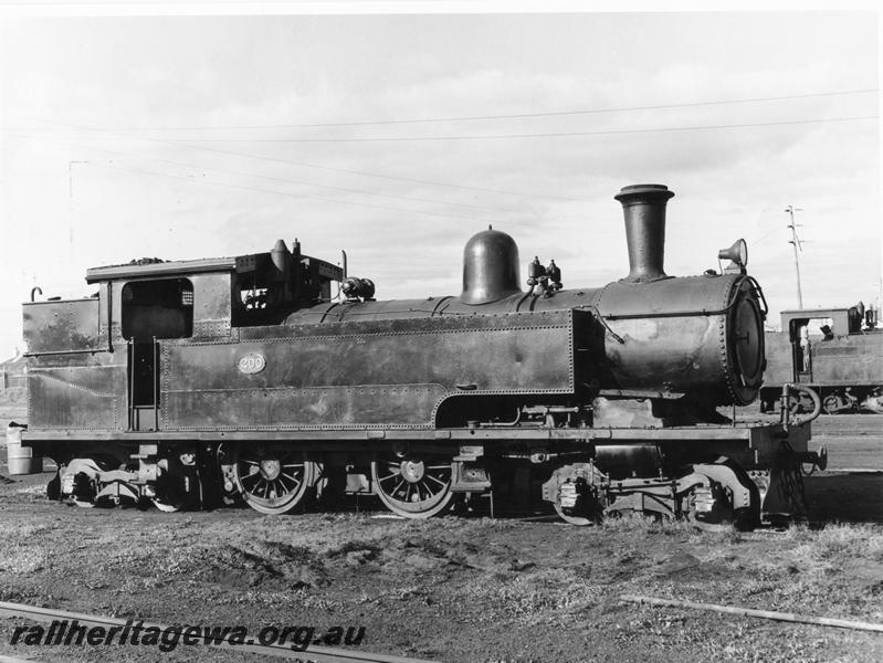 P00011
N class 200, 4-4-4T steam locomotive, East Perth Loco depot, side and front view
