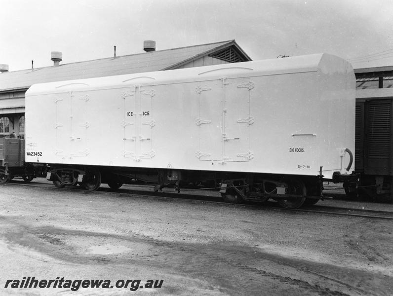 P00961
WA class 23452 bogie cool storage van, side and end view
