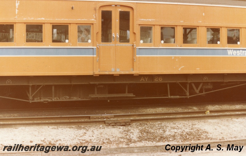 P01238
AY class 26 suburban carriage, centre door, steps and truss rod detail.
