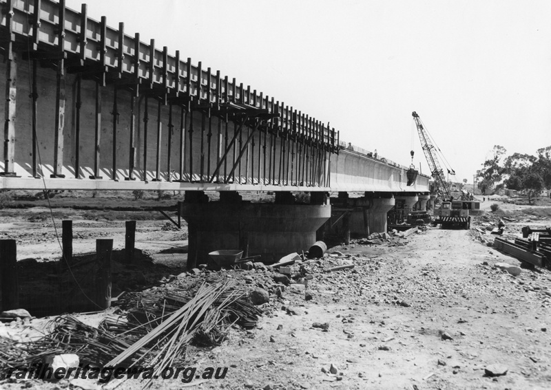 P01566
Concrete girder bridge, standard gauge construction, Avon Valley line. Under construction.
