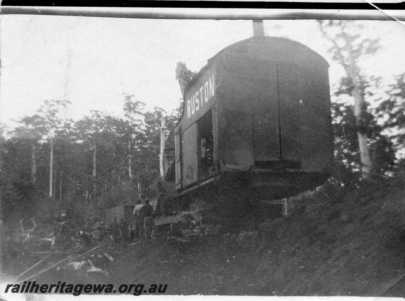 P02013
11 of 14. Ruston steam shovel, side and end view, construction of Denmark-Nornalup railway, D line.
