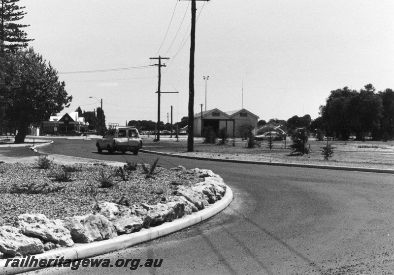 P02597
Goods shed, Busselton, BB line, distant view across the new developments which replaced the railway yards
