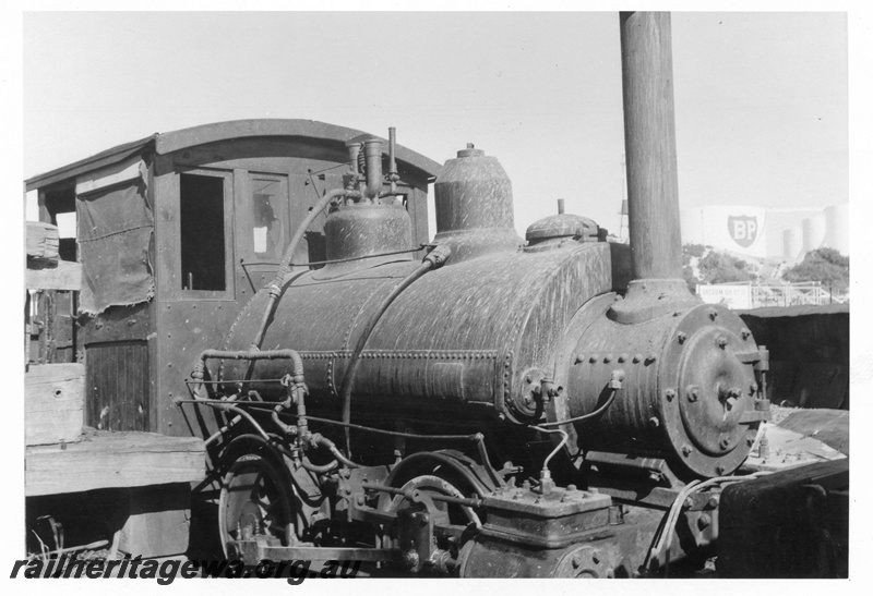P02649
Kia-Ora steam locomotive in use, side and front view, Bunbury, SWR line.
