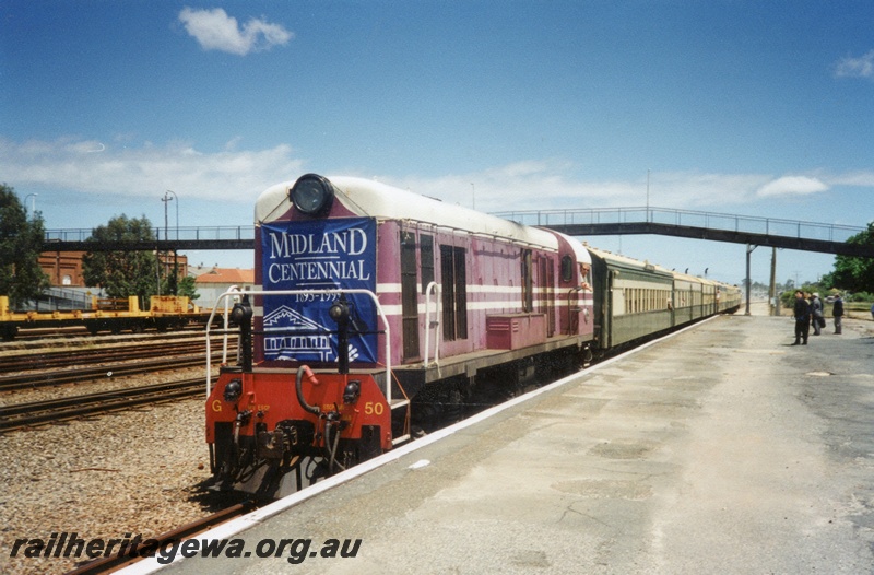 P03036
G class 50, special train, Midland station, ER line, vintage 1896 Midland Junction platform

