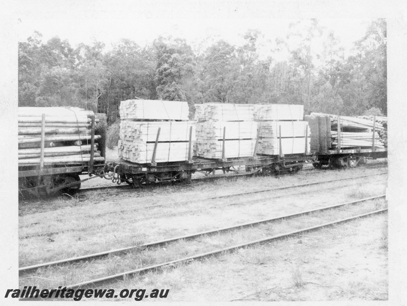 P03259
QBB class 3568 flat top wagon with load of timber, Kirup, PP line.
