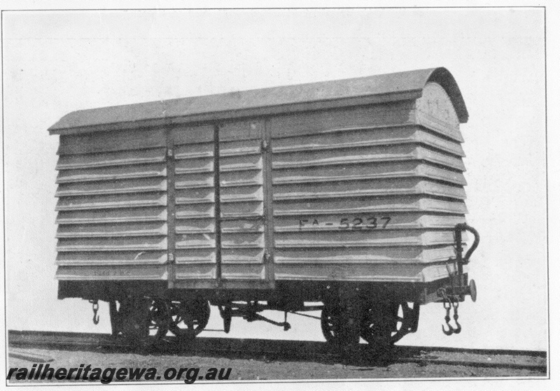 P03518
FA class 5237 steel louvered van, side and end view, c1920s.
