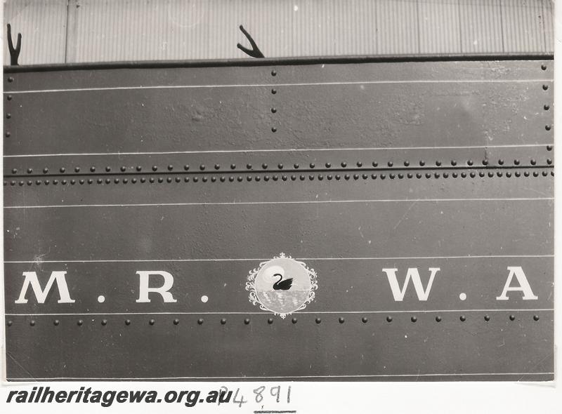 P04891
MRWA loco tender side showing MRWA lettering and crest
