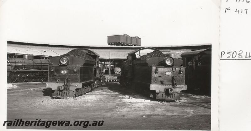 P05084
FS class 416, FS class 417, turntable, roundhouse, Bunbury loco depot, rear view of tenders
