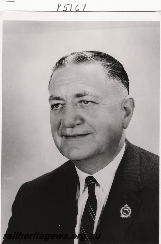 P05167
Mr. C. G. C. Wayne, Commissioner of Railways, 1959-67, official portrait.
