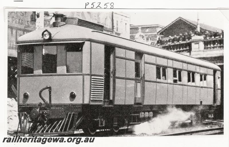 P05258
ASA class 445 steam railcar, departing Perth for Pinjarra on a trial run
