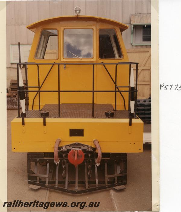 P05773
WAGR Shunting tractor ST2. yellow livery, end view
