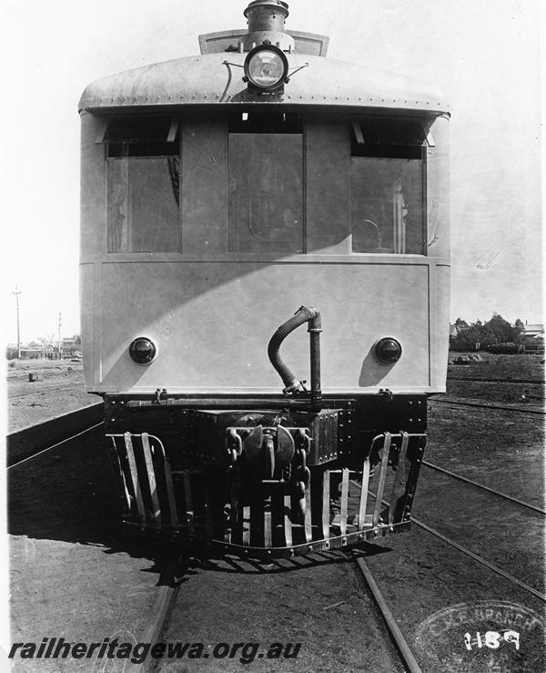 P05851
ASA class 445 steam railcar, when new, front view before application of final paint scheme
