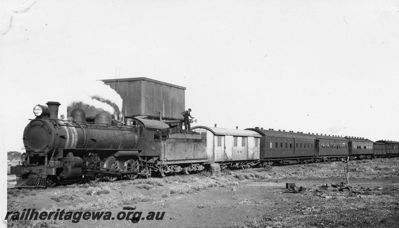P06133
L class, water tower, Paroo. NR line, taking water, on 