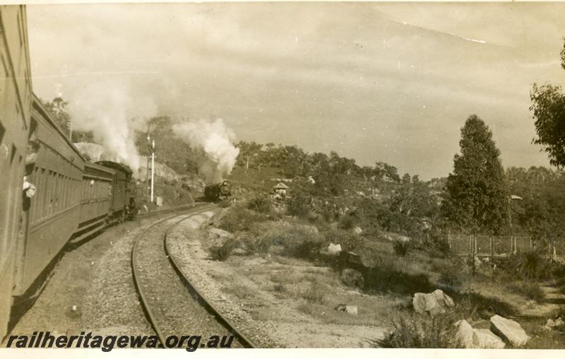 P06210
P class on 2nd division of a Hiker's train, east of the Swan View tunnel in National Park, ER line, Tunnel Junction signal box in background

