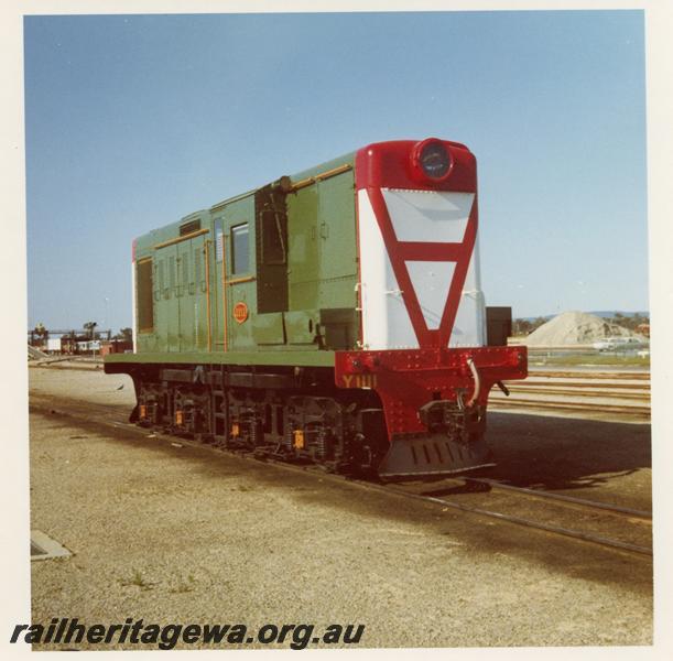 P06454
Y class 1111, Forrestfield Yard, side and front view, newly painted
