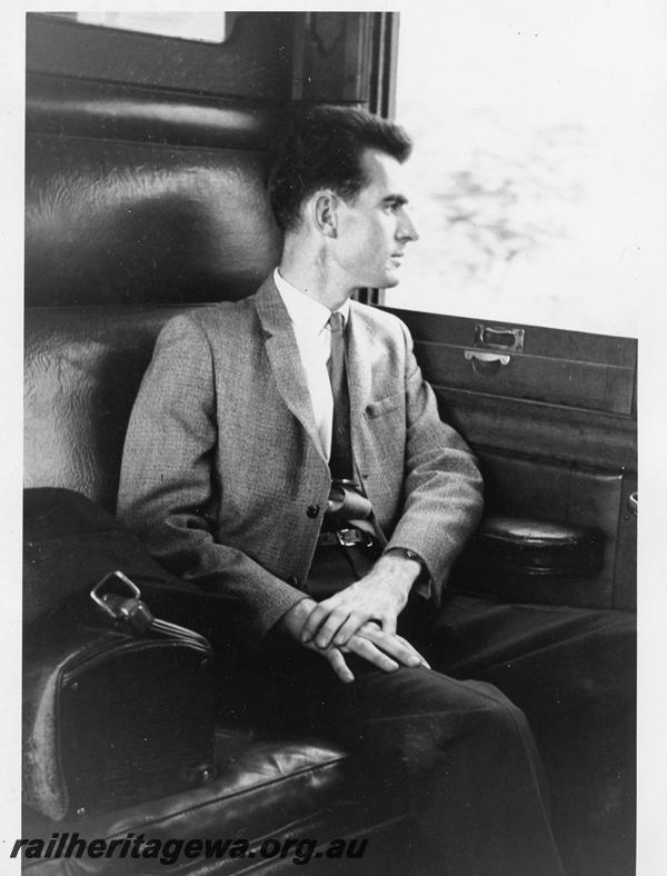 P06613
R. (Bob) Taylor seated in compartment of AA class 217
