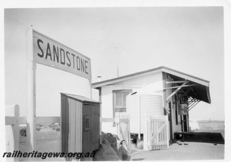 P06705
Station buildings, Sandstone, NR line, trackside side view
