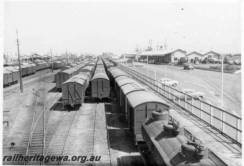 P06745
Yard, Fremantle, looking west, taken at 12.40 pm, E shed in background

