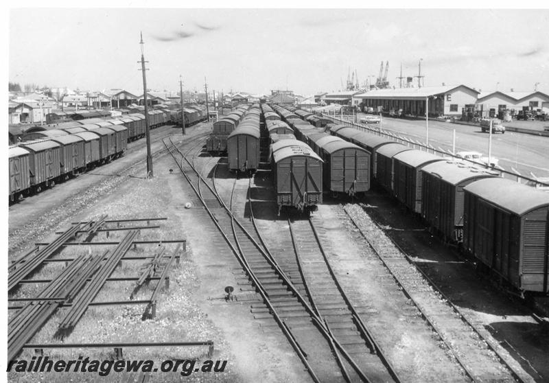 P06746
Yard, Fremantle, looking west, taken at 12.40 pm, E shed in background
