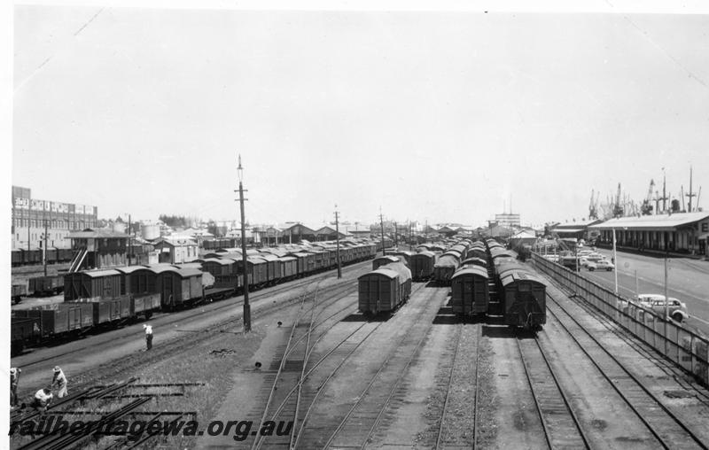 P06748
Yard, Fremantle, looking west, taken at 12.40 pm, E shed in background
