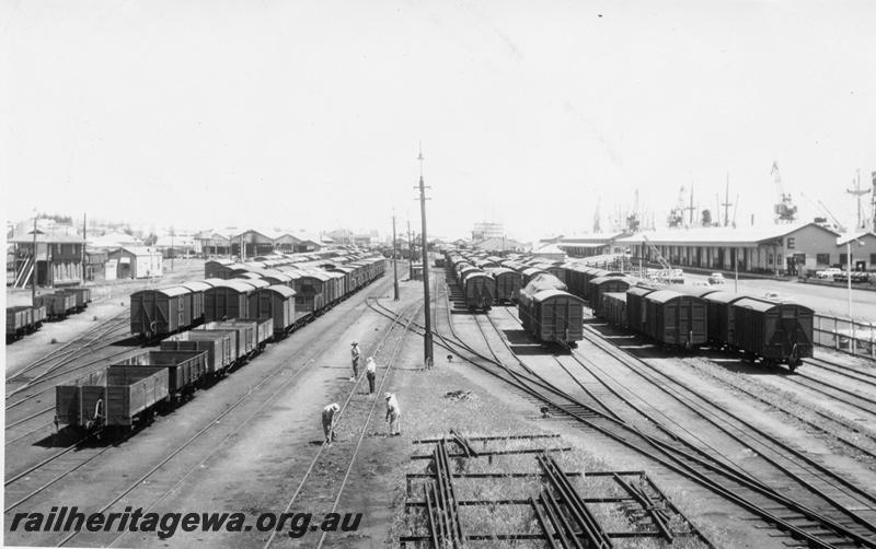 P06750
Yard, Fremantle, looking west, taken at 12.40 pm, E shed in background
