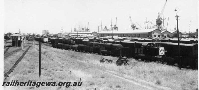 P06758
Yard, Fremantle, looking west, E shed in background, taken at 12.40 pm
