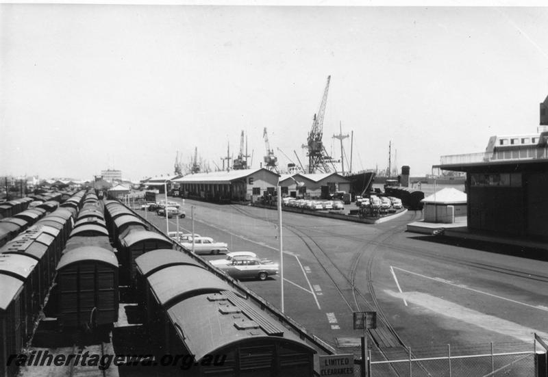 P06762
Yard, Fremantle, looking west, taken at 12.40 pm, E shed in background
