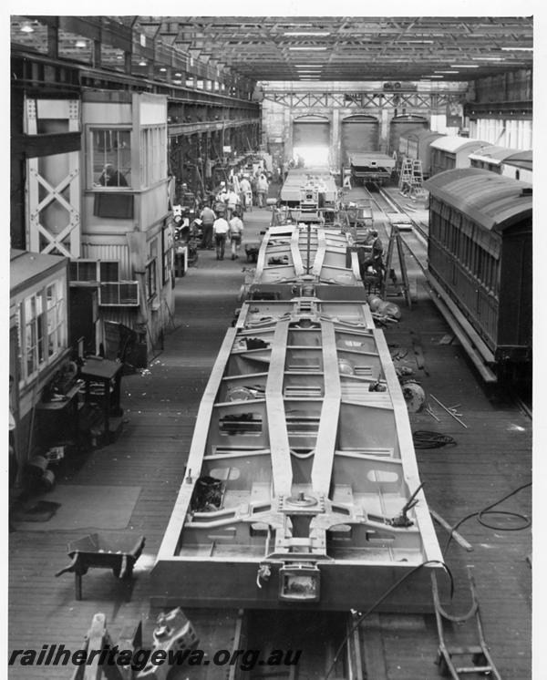 P06796
WF class wagons, (later reclassified to WFDY), under construction, Car Shop, Midland Workshops
