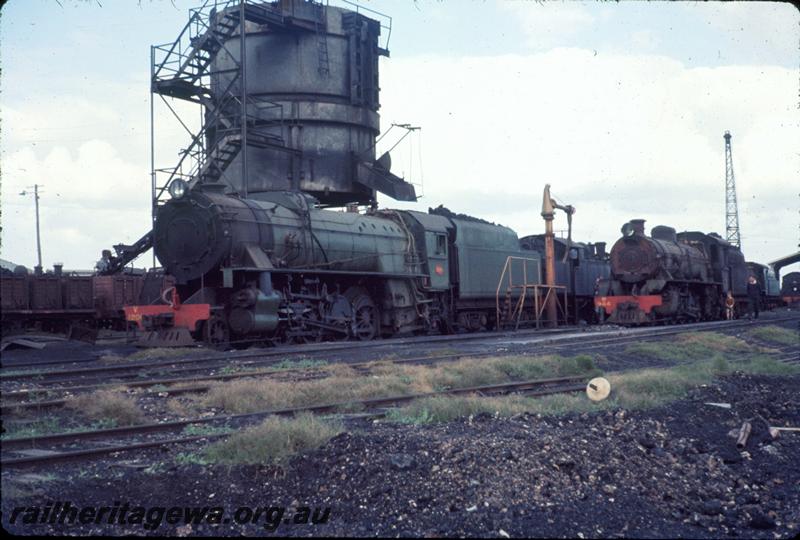 P06821
V class 1206, W class 944, water column, coaling stage, Midland Loco depot, 
