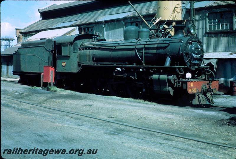 P06861
U class 655, East Perth Loco depot, face drawn on the smoke box front

