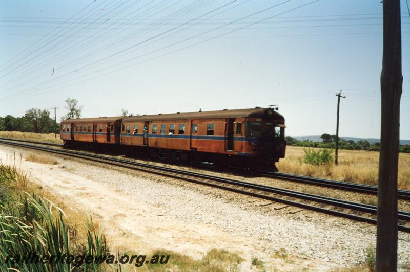 P06957
ADH/ADG class railcars, approaching Kalamunda Road flyover, ARHS 