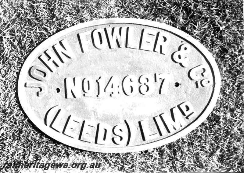 P07612
Makers plate (builders plate), Sons of Gwalia loco 