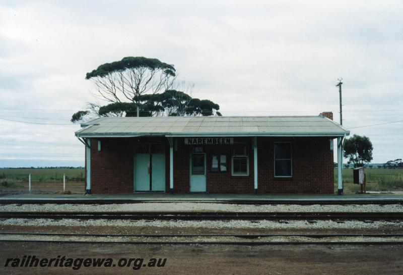P08555
Narembeen, station building, view from rail side, NKM line.
