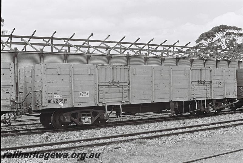 P09230
RCA class 23919 bogie open wagon, Moora, MR line, end and side view.
