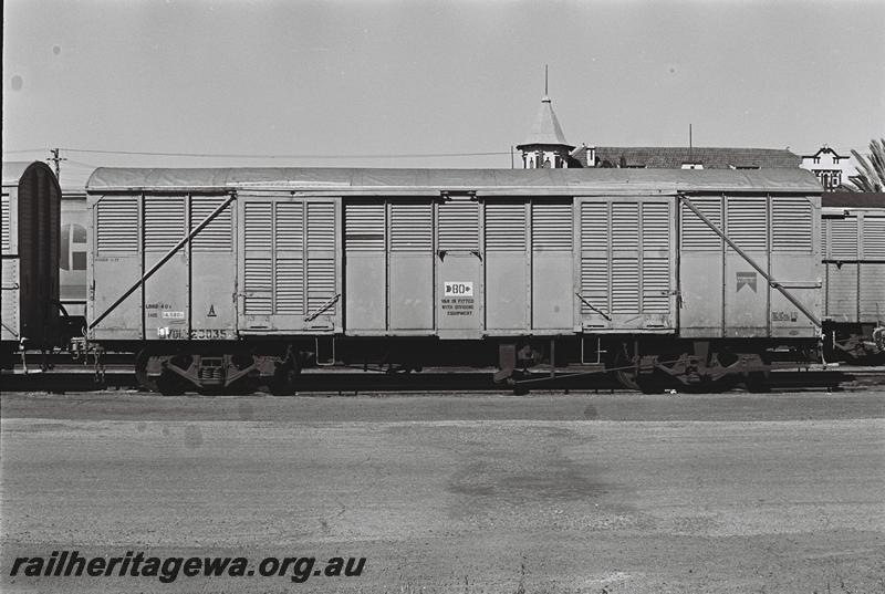 P09265
VDL class 23035, converted from a VD class bogie louvered van, side view.
