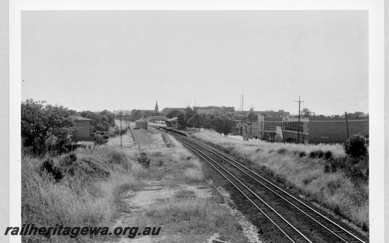 P09369
West Leederville, station buildings, platforms, view from east. ER line.
